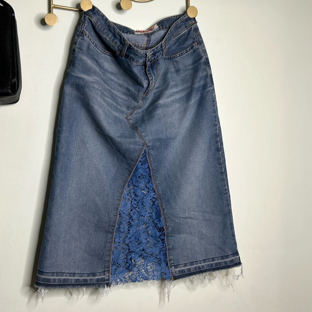 Vintage Miss Sixty Denim and Lace Skirt